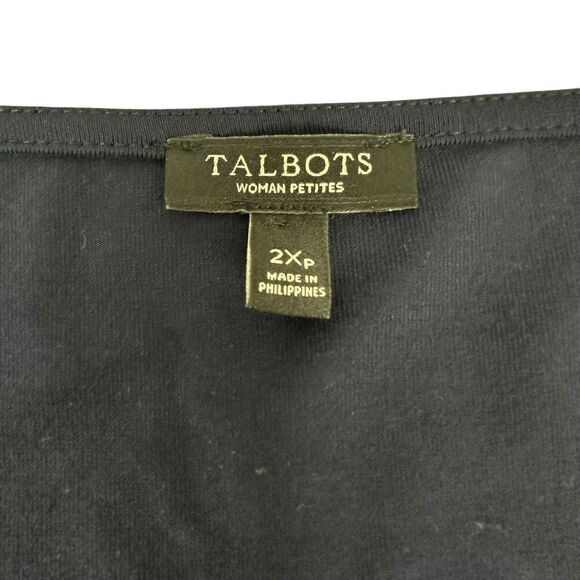 Talbots Navy Cap Sleeve 2X Petite Top Double Layer Front - Picture 3 of 4